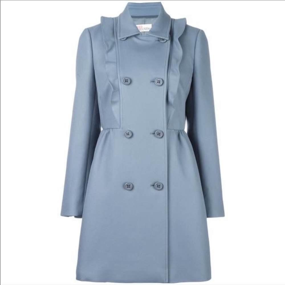 RED Valentino blue ruffle coat IT size 38 US 2